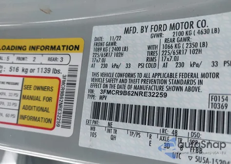 2022 Ford Bronco Sport Big Bend z USA, uszkodzony, nr VIN 3FMCR9B62NRE32259